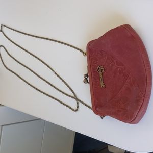 Unique Fossil small red leather crossbody bag